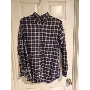 Lot of 2 Allen Edmonds Long Sleeve Button Dress Shirt L Men Tartan Plaid Cotton